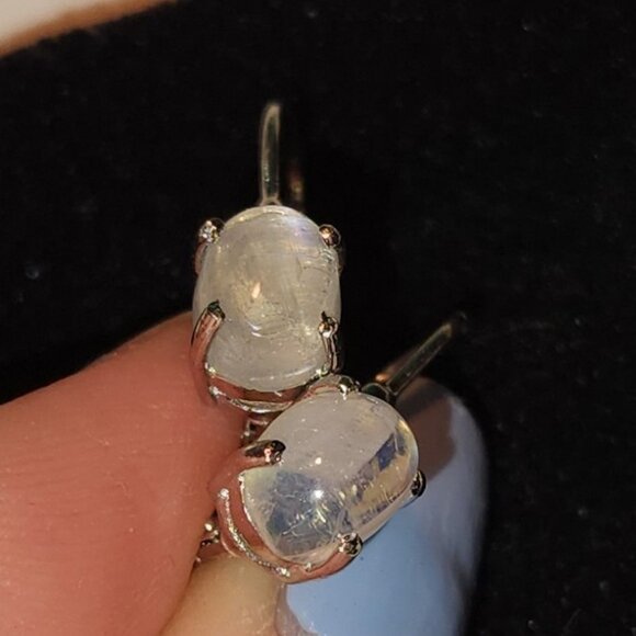 Oval Cloud Opal Earrings - Picture 3 of 3